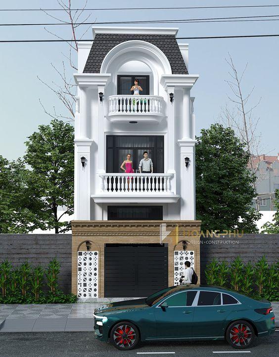 mẫu nhà phố đẹp hiện đại phong cách tân cổ điển